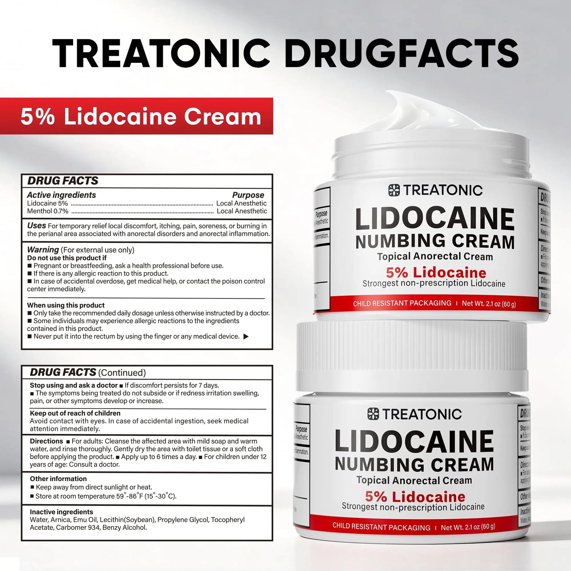 5% Lidocaine Topical Numbing Cream: Maximum Strength Topical Anesthetic Numb Cream for Pain Relief, Itching, Burning, Soreness, Hemorrhoid - Fast Acting & Long Lasting Numbing Formulation - 2.1 oz - dailyvitalstore