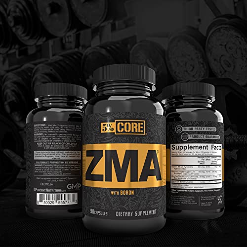 5% Nutrition Core ZMA (with Boron) | Promotes Recovery by Restoring Levels of Zinc, Magnesium & Vitamin B-6 (90 Capsules) - dailyvitalstore