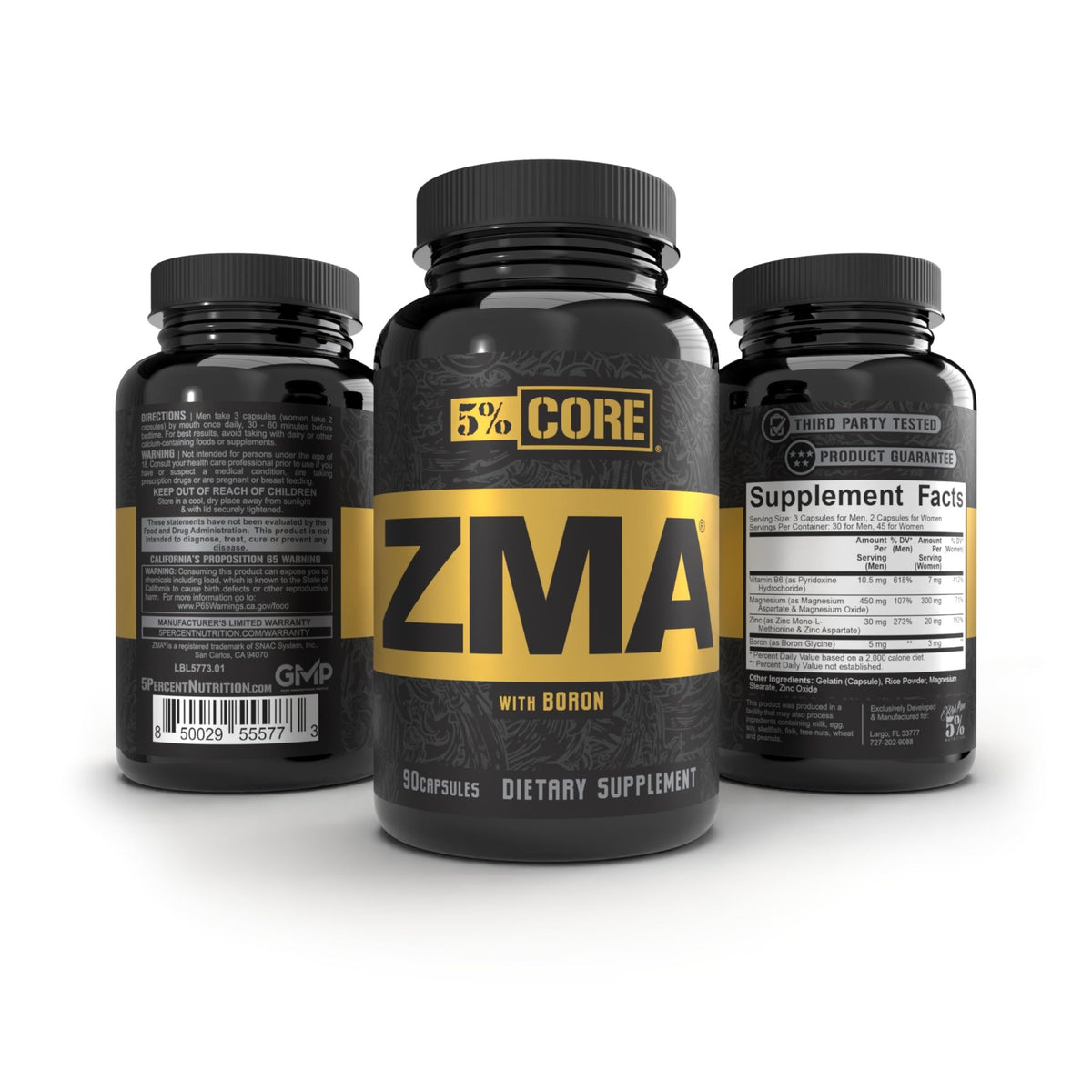 5% Nutrition Core ZMA (with Boron) | Promotes Recovery by Restoring Levels of Zinc, Magnesium & Vitamin B-6 (90 Capsules) - dailyvitalstore