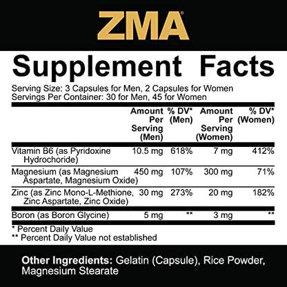5% Nutrition Core ZMA (with Boron) | Promotes Recovery by Restoring Levels of Zinc, Magnesium & Vitamin B-6 (90 Capsules) - dailyvitalstore