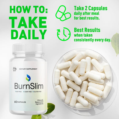 (5 Pack) Burn Slim Capsules, Official Burnslim Pills with All Natural Ingredients, Advanced Burn Slim Health and Wellness Supplement Supporting Active Lifestyle for Women and Men (300 Capsules) - dailyvitalstore