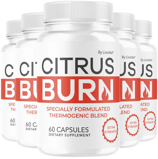 (5 Pack) Citrus Burn Capsules - Official CitrusBurn Pills Supplement Support All Natural Ingredients Advanced Formula Premium Multivitamin for Overall Health & Wellness, 300 Capsules for 5 Months - dailyvitalstore