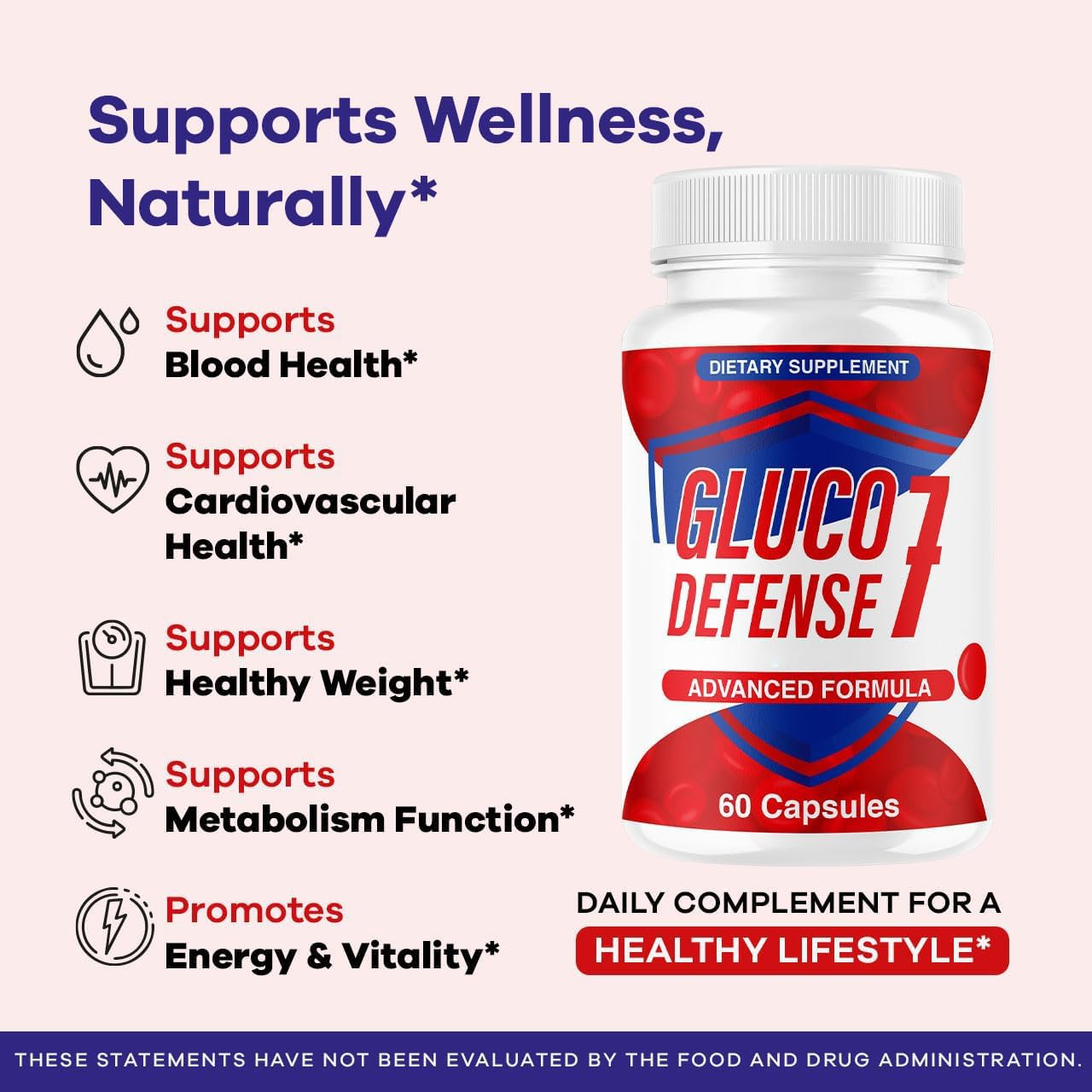 (5 Pack) GlucoDefense 7 Capsules - Official GlucoDefense Seven Blood Health Support Advanced Formula Supplement, Natural GlucoDefender 7 for Overall Health - dailyvitalstore