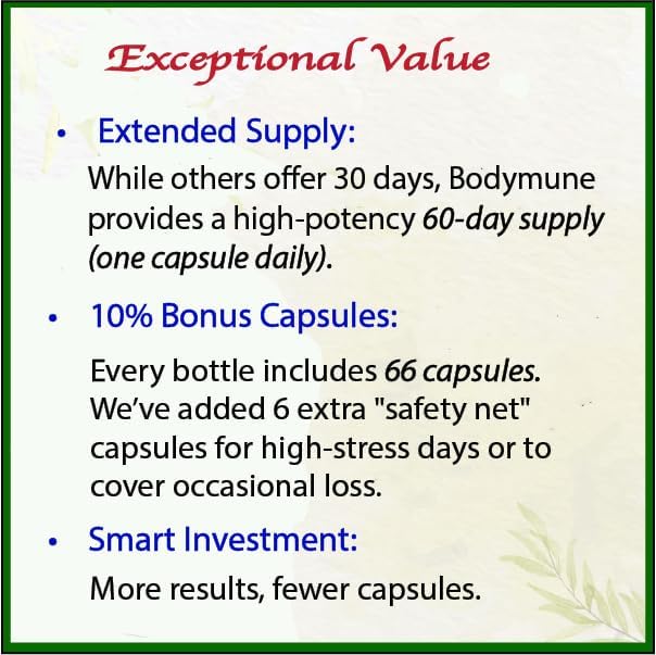 Bodymune Heart Health Blend Cholesterol Support – Organic Cardiovascular & Circulation Supplement – with Green Tea, Pomegranate & Black Seed Oil – 30Capsules – USDA Organic, Vegan