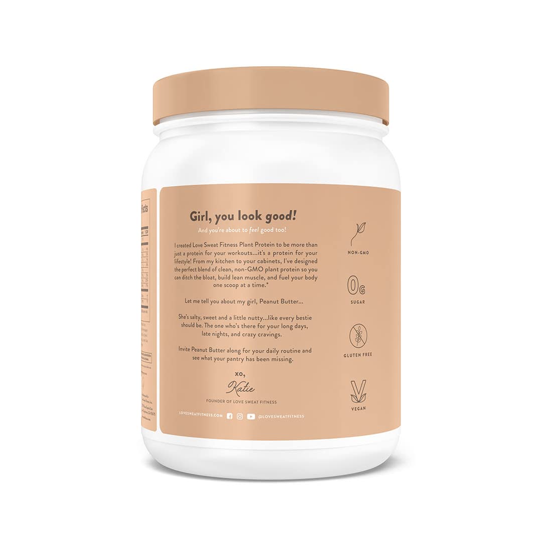 Love Sweat Fitness Organic Vegan Protein Powder for Women | 20g Plant Protein | No Bloat, No Chalk | Vanilla | Sugar Free, Gluten Free, Non-GMO | 28 Servings