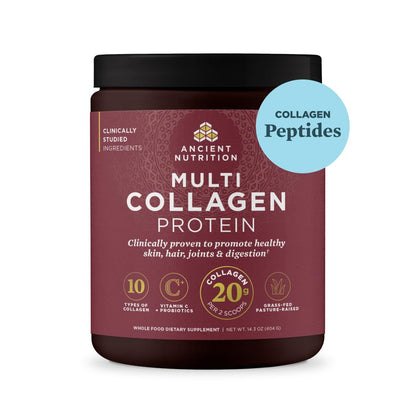 Ancient Nutrition Collagen Peptides Powder, Multi Collagen Protein, Women & Men, Vitamin C, Probiotics, Hydrolyzed Collagen, Supports Skin, Joints, Gut Health, Unflavored, 40 Servings Ancient Nutrition buy supplements Au