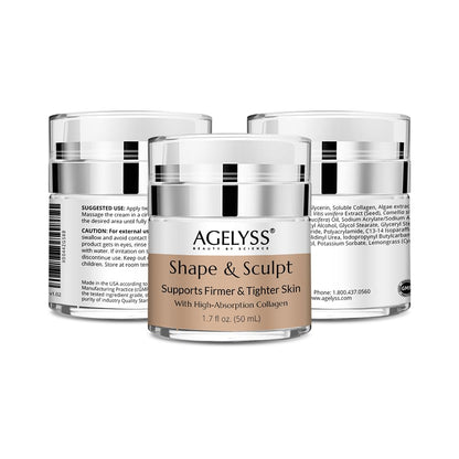 Agelyss Shape & Sculpt - Body Cream - Firm, Plump & Hydrate Skin - Paraben-Free, Cruelty-Free - 1.7 FL OZ - Pack of 1