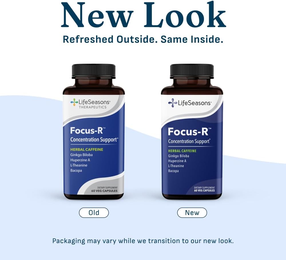 LifeSeasons Focus-R Concentration Support – Memory, Focus & Mental Clarity Supplement with Bacopa, Rhodiola, L-Tyrosine & B Vitamins – Cognitive Performance & Brain Energy – 60 Veg Capsules