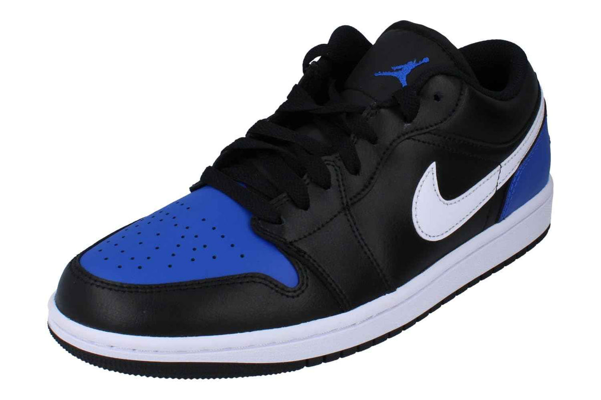 Nike Air Jordan 1 Low Mens Basketball Shoes (553558-042, Black/Game Royal/White) Size 10