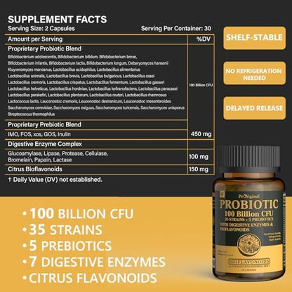 Probiotics & Digestive Enzymes Bundle – 100 Billion CFU Probiotic with 35 Strains + Multi Enzyme Complex for Men & Women – Supports Digestive Balance, Gut Health & Nutrient Absorption – Vegan, Non-GMO