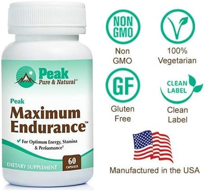 Peak Pure & Natural Maximum Endurance Supplement – Supports Hormone Health & Nitric Oxide Levels – Workout & Recovery Formula with Nitrosigine, DMG & DIM