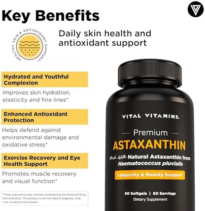 Vital Vitamins Pure Hyaluronic Acid 60 ct + Astaxanthin 60 ct