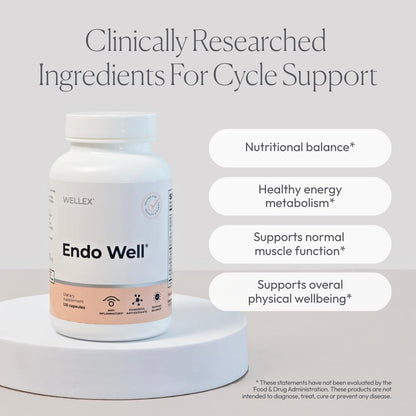 Papillex Endo Well | Women’s Cycle Support | Monthly Wellness, Muscle Function & Energy Metabolism | Magnesium, Pea, DIM & Ashwagandha | Doctor-Formulated, Clean Ingredients