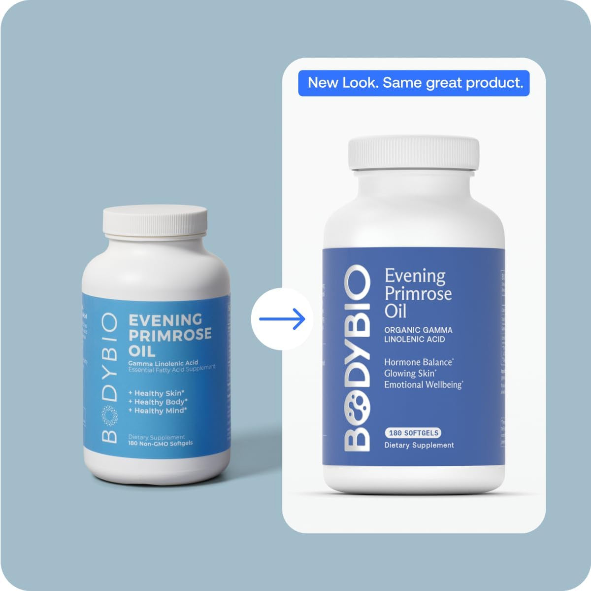 BodyBio Evening Primrose Oil - Cold Pressed GLA for Skin & Hormone Support | Non-GMO, Cold Pressed, Natural Gamma Linolenic Acid