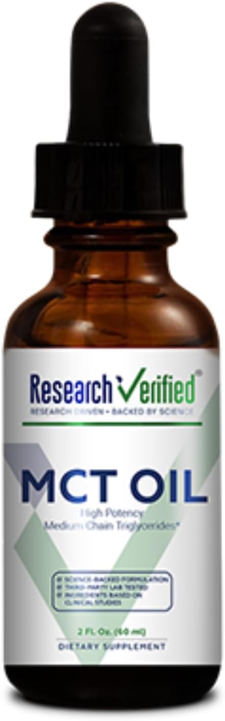 Research Verified 100% MCT Oil - 2 Fl. Oz. - 1 Bottle - Vegan Friendly