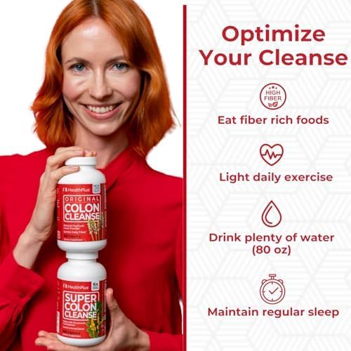 Health Plus Super Colon Cleanse Detox Capsules, 60 Day Supply, 240 Ct | Capsules with senna and psyllium husk, 120 servings; may support occasional constipation relief and gentle gut cleansing
