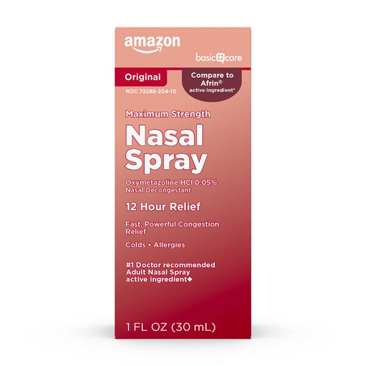 Amazon Basic Care Maximum Strength 12 Hour Nasal Spray, Oxymetazoline HCl Solution, Sinus Pressure Relief, Cold and Allergy Medicine, Decongestant, 1 fl oz (Pack of 1) Amazon Basic Care buy supplements Au
