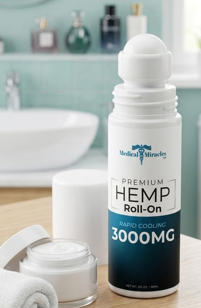 Medical Miracles New Hemp Oil Roll On - Ideal for Muscles, Hips, Joints, Neck, Back, Elbows, Fingers, Hands, and Knees (3000mg Roll-On) Medical MiraclesBuy Supplements Australia