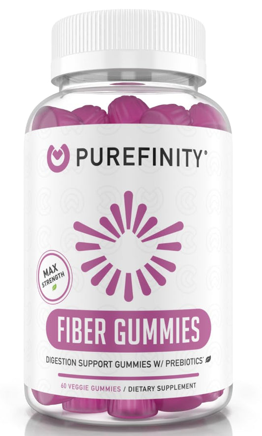 PUREFINITY Fiber Gummies for Adults with Inulin FOS from Chicory Root, Sugar Free Prebiotic Supplement for Daily Digestion
