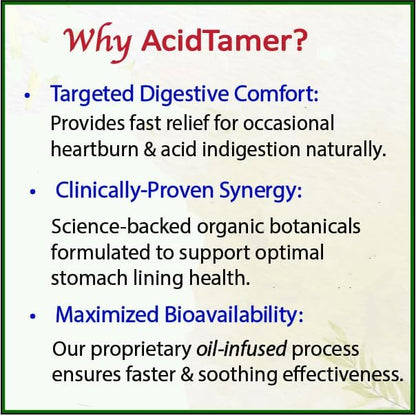 Bodymune Occasional Heartburn & Digestive Comfort Supplement AcidTamer – Drug-Free Daily Support for Stomach Comfort & Digestive Balance – USDA Organic, Vegan, Non-GMO – 60 Caps (2-Month Supply)
