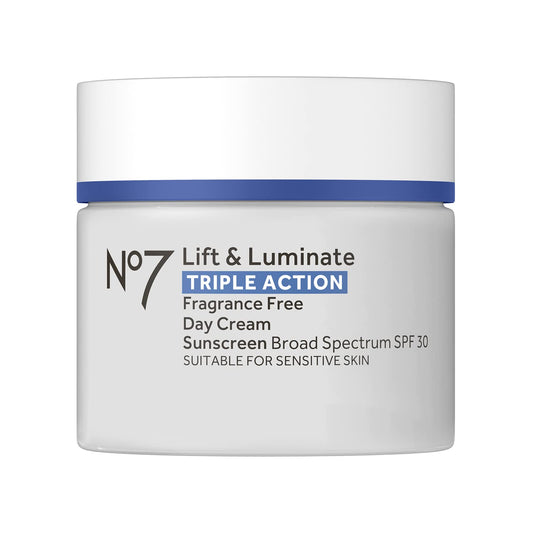 No7 Lift & Luminate Triple Action Face Cream - Fragrance Free Face Moisturizer with SPF 30 - Formulated with Anti Aging Collagen