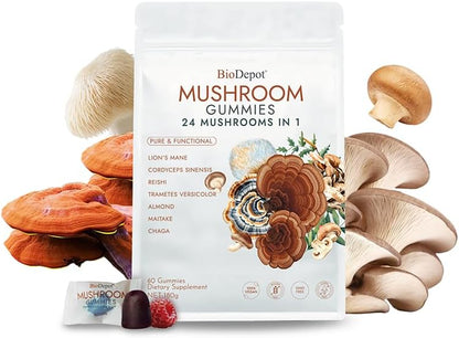 Sleep Mushroom Gummies 24 in 1 Dopamine Cortisol Supplement – Mood Support & Vaginal Health – pH Balance, Body Odor for Women – Vegan, Lion’s Mane, Reishi & Cordyceps