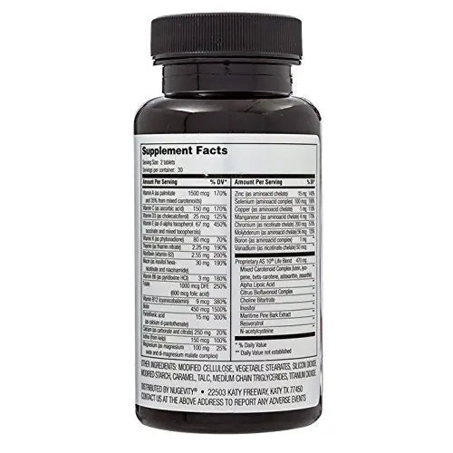Nugevity AS 10® Life – Stress, Immune Support and Anti Aging Supplement - Multivitamin and Antioxidants Tablet, Resveratrol, Alpha Lipoic Acid Nugevity