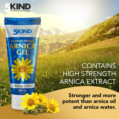 5kind Maximum Strength Arnica Bruise Gel 3.4 Fl Oz - Arnica Gel for Bruising and Swelling - Arnica Montana Gel with High Concentration Extract - Non-Greasy Formula - dailyvitalstore
