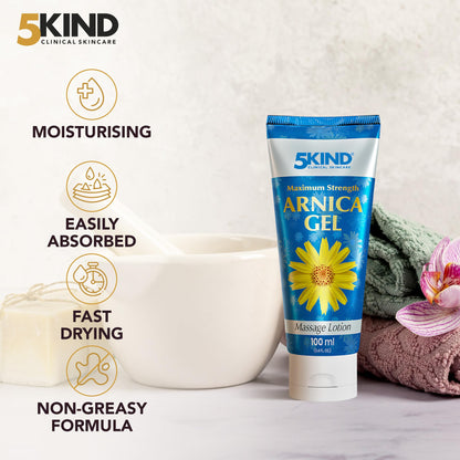 5kind Maximum Strength Arnica Bruise Gel 3.4 Fl Oz - Arnica Gel for Bruising and Swelling - Arnica Montana Gel with High Concentration Extract - Non-Greasy Formula - dailyvitalstore