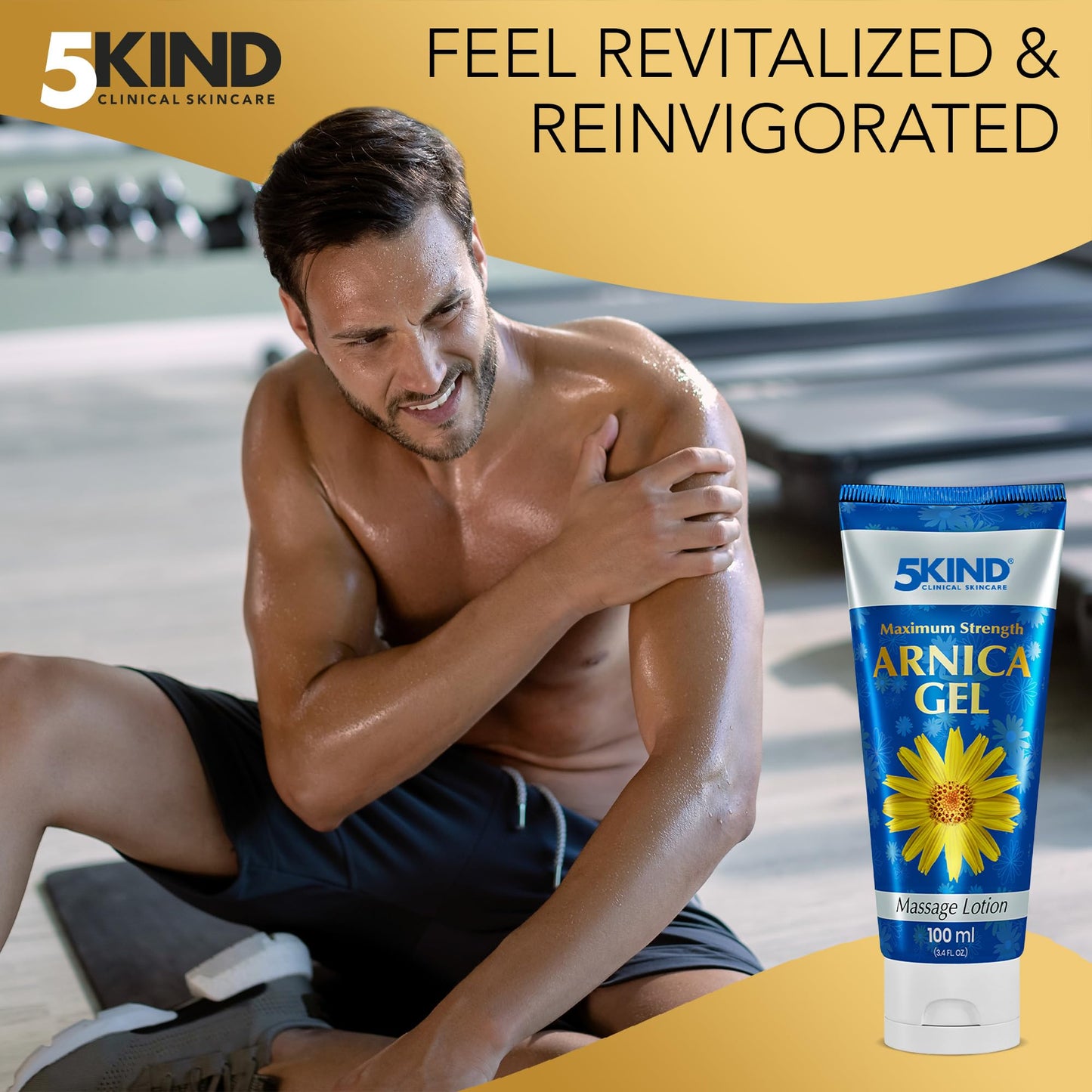 5kind Maximum Strength Arnica Bruise Gel 3.4 Fl Oz - Arnica Gel for Bruising and Swelling - Arnica Montana Gel with High Concentration Extract - Non-Greasy Formula - dailyvitalstore