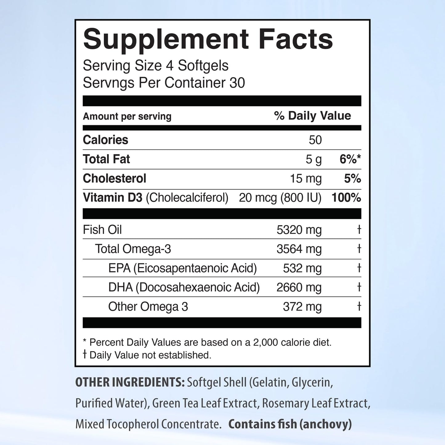 5X Ultimate Strength Omega 3 Fish Oil Supplements with High DHA and EPA Omega 3 Fatty Acids, Fish Oil Supplement with Vitamin D - dailyvitalstore