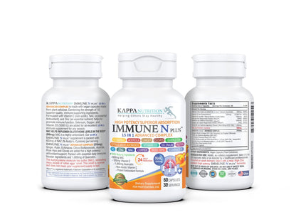 (60 Capsules), NAC 600mg, Quercetin 1,000mg, Vitamin C 500mg, Zinc 50mg, Vitamin D3 5,000iu, Selenium, Copper, Acerola, Ginger, Rutin, Citrus Bioflavonoids, Rose Hips, Echinacea, Immune N Plus 15 in 1 - dailyvitalstore