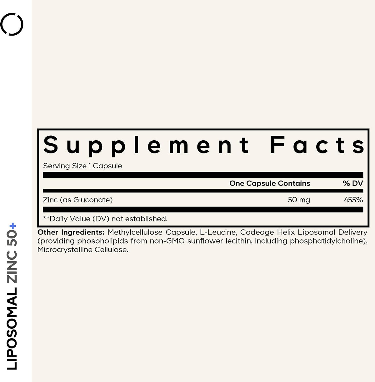 Codeage Liposomal Zinc 50mg, Zinc Gluconate, Vegan, 100 Capsules | Zinc gluconate 50mg, liposomal delivery. One capsule per day. Three-month supply. Vegan, non-GMO.