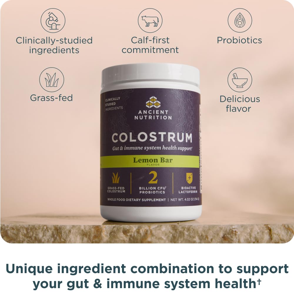 Ancient Nutrition Colostrum Superfood Powder, Grass Fed Bovine Colostrum, Supports Healthy Gut Microbiome and Immune System