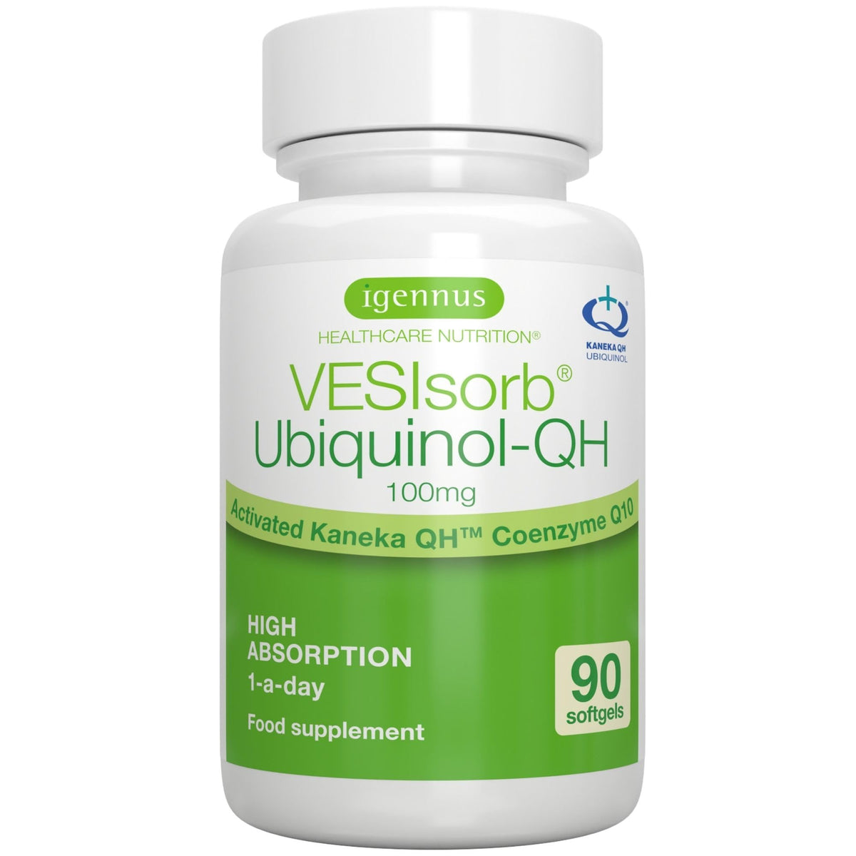 Igennus Advanced VESIsorb Ubiquinol 100mg, 90 Softgels | Water-Soluble Coenzyme Q10 Supplement for Energy & Heart, 600% Bioavailability, Fast-Acting, 3-Month Supply