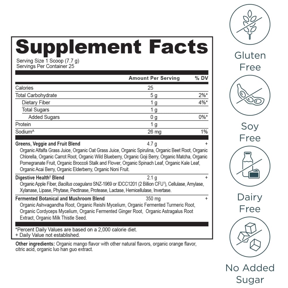 Ancient Nutrition Organic Supergreens Powder, Mango, 25 Servings + Multi Collagen Protein Powder, Vanilla, 60 Servings Ancient Nutrition buy supplements Au