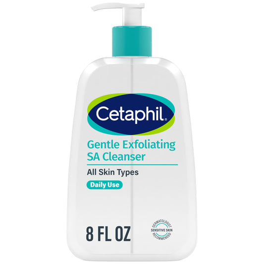Cetaphil Gentle Exfoliating SA Cleanser, Foaming Gel Cleanser for All Skin Types, 8 Oz Pump