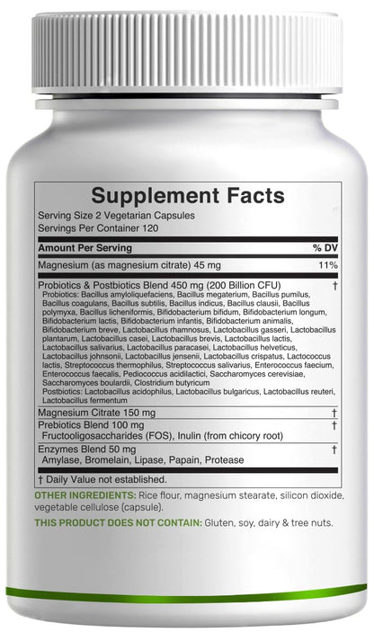 DEAL SUPPLEMENT Probiotics for Women & Men, 200 Billion CFU Per Serving, 240 Vegetarian Capsules, 4 Month Supply | 40 Strains with Prebiotics, Enzymes & Magnesium Citrate | Non-GMO, Gluten Free