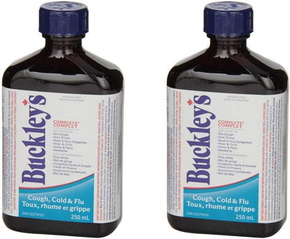 BUCKLEY'S Complete Cough Cold and Flu 250ML Bottle 2 Pack Fast Relief of Dry Cough, Sore Throat, Fever & Chills