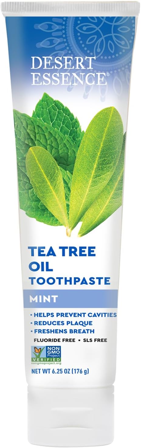 Desert Essence Tea Tree Oil Mint Toothpaste, Fluoride Free, 6.25 oz