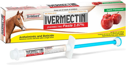 Horse Ivermectin Paste 1.87% – Apple Flavored Oral Horse Dewormer Syringe – 6.08g Tube Treats Horses Up to 1,250 lbs [Pack-1]