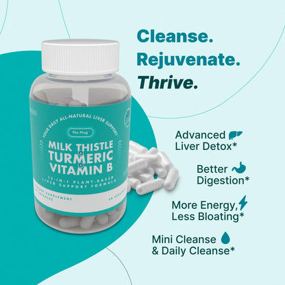 The Plug Liver Cleanse Detox & Repair Milk Thistle (Silymarin), Turmeric, Dandelion Root & Vitamin B– Herbal Capsules for Liver, Digestive & Immune Support – Non-GMO