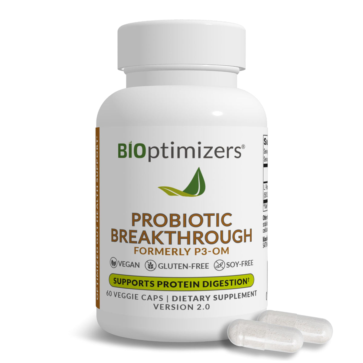 BIOptimizers Probiotic Breakthrough – Lactobacillus Plantarum OM Probiotics & Prebiotics Health Supplement for Gut, Digestive & Immune Support Probiotics for Women Men Elderly– 30 Vegan Capsules