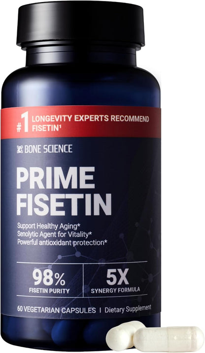 BONE SCIENCE Prime Fisetin 98% Flavonoid Complex, BioPerine, 60 Capsules