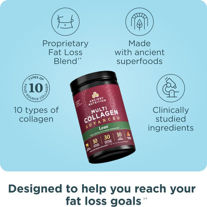Ancient Nutrition Advanced Hydrolyzed Collagen Peptides Powder Protein Lean with Probiotics and Vitamin C, Cinnamon, for Women & Men, Supports Healthy