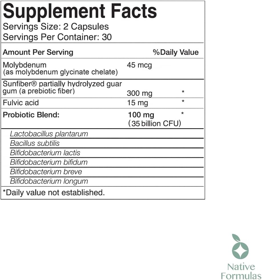 Native Formulas Biome V3 Probiotic, Prebiotic, & Fulvic Minerals Supplements - 35 Billion CFU - 6 Strains - 60 Vegan Capsules - Women & Men - FODMAP Friendly - Supports Digestive, Immune & Gut Health