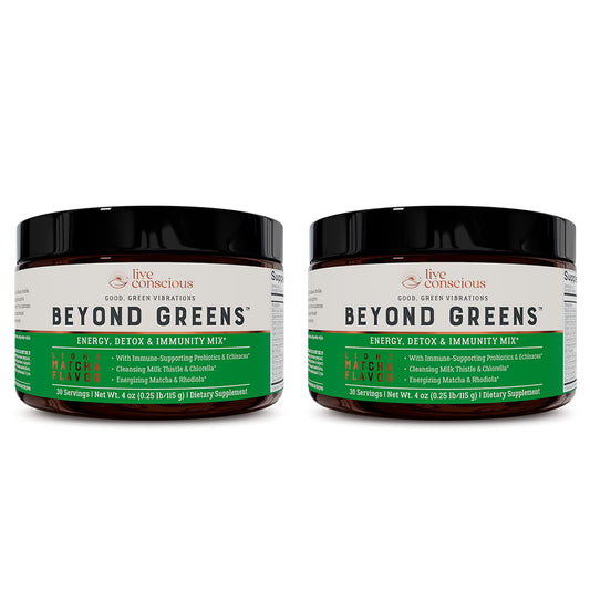 Live Conscious Beyond Greens Concentrated Superfood Powder - Matcha Flavor w/Chlorella, Echinacea, Probiotics for Immune Support & Energy - 30 Servings (2-Pack) Live ConsciousBuy Supplements Australia