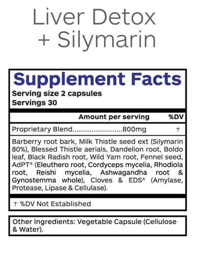 Liver Detox and Cleanse Supplement, Herbal Liver Support Supplement with Milk Thistle Seed Extract, Silymarin 80%, Organic Blessed Thistle, Dandelion Root,