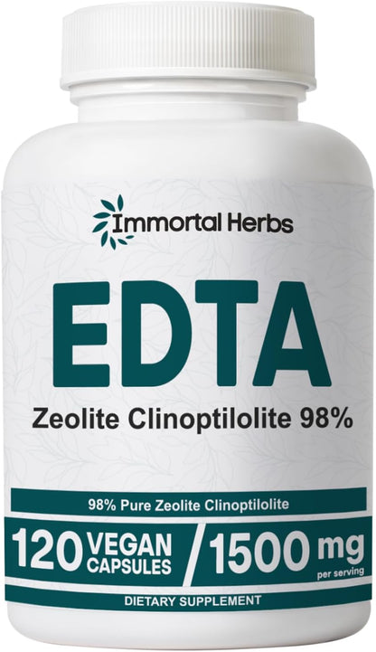 EDTA Capsules 1500mg with Zeolite 98% and Milk Thistle, 120 Pills, Non-GMO & Gluten Free Calcium Disodium EDTA Supplement