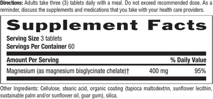Country Life Chelated Magnesium Glycinate 400 mg, 180 Tablets